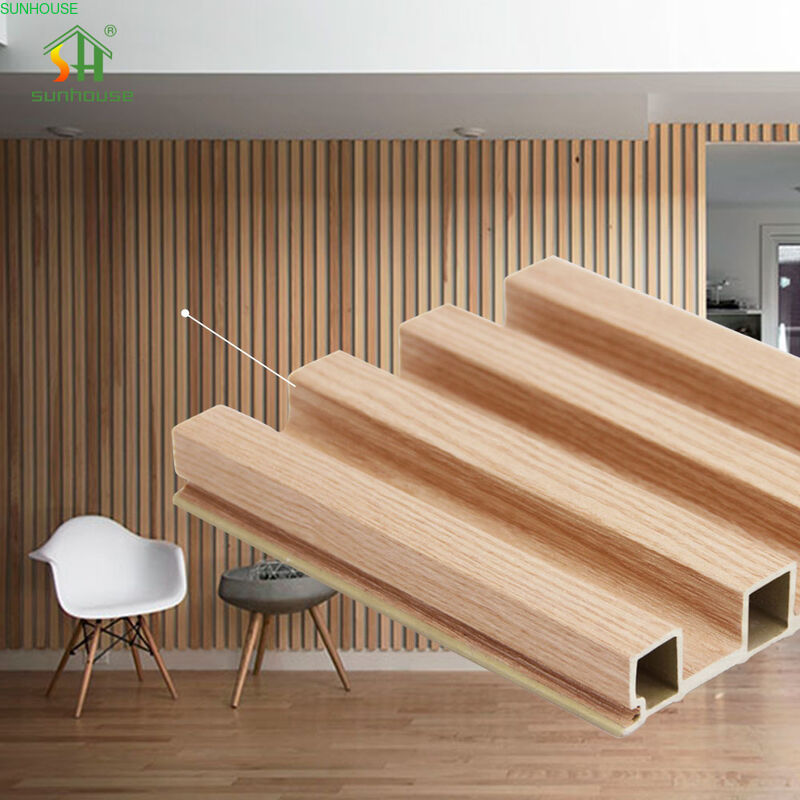 Fluted Wall Board WPC Interior Wall Panel Spot Goods Plastic Composite PVC Coating for School Hotel Villa Apartment